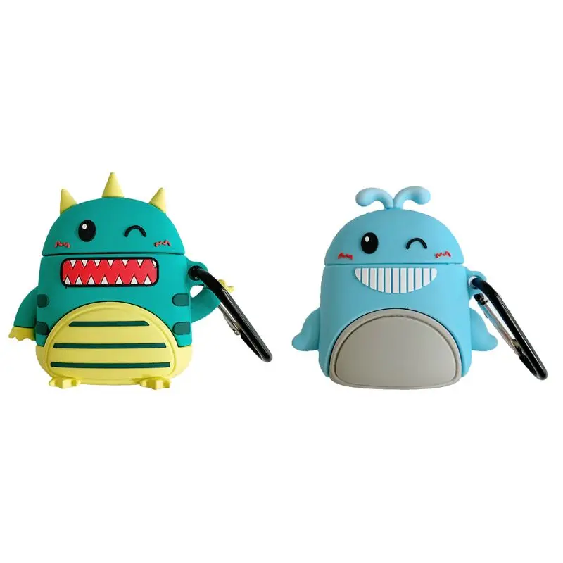 

Cartoon Animal Protective Case Silicone Cover with Carabiner for Airpods 1/2 Kit for smart watch
