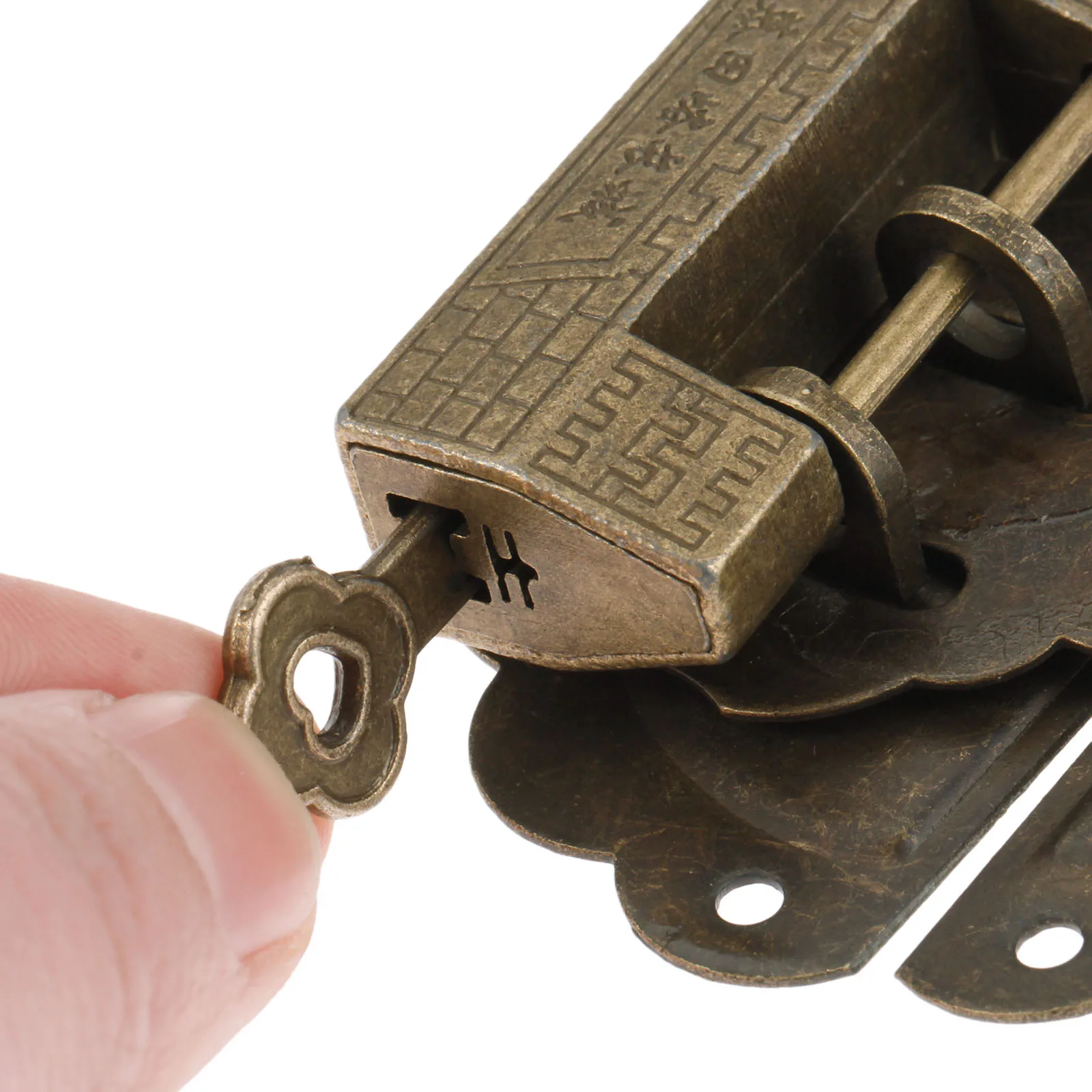 Serrure - barillet,Serrure à 2 cadenas + fermoir à loquet, Bronze