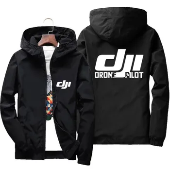 Men's Bomber Hooded DJI Drone Pilot Casual Thin Windbreaker Jackets Coat Male Outwear Sports Windproof Clothing Large Size 7XL 1