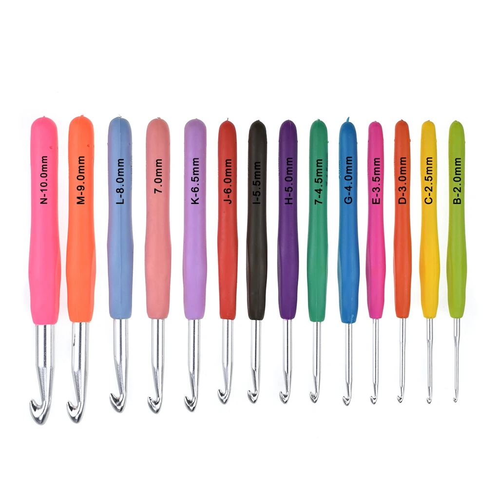 Knitting Large Eye Needles Set Rubber Soft Handles Crochet Hooks Kit Arthritic Hands Beginner Knit Weave Yarn Hooks