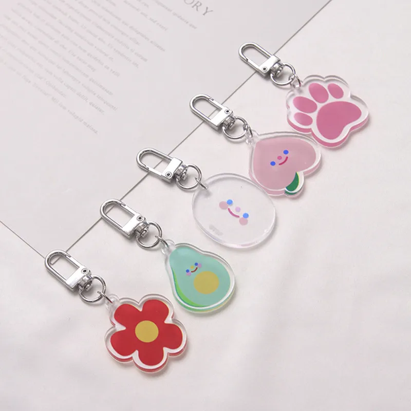 Мультяшный милый персиковый авокадо цветок улыбающееся лицо брелок для женщин