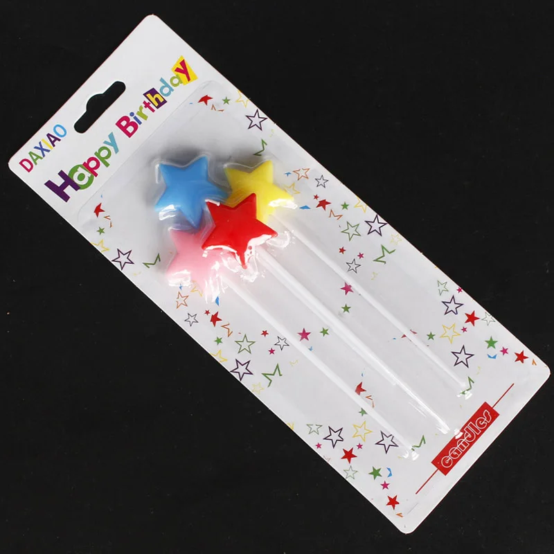 Star 4 colors 4 шт./компл. Любовь Сердце/звезда цвет романтическая свечка дизайн торт Топпер креативный для детей день рождения украшения для детской вечеринки поставки DIY - Цвет: Star 4 colors