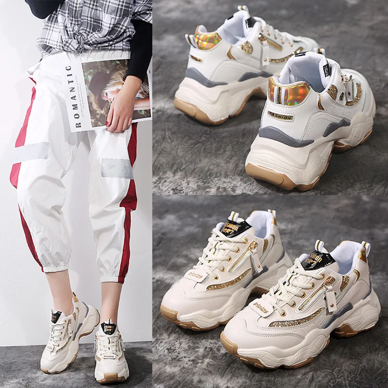

Spring And Summer New Style Korean-style Online Celebrity Dad Elevator Mesh Shoes Women's Breathable Hollow out Thick Bottomed A