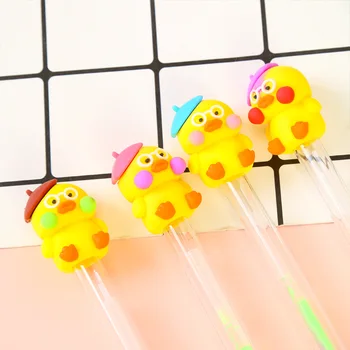

50PCS Korean Creative New Cute Cartoon Yellow Duck Chalk Students Study Stationery Wholesale Gel Pen Kawaii School Supplies