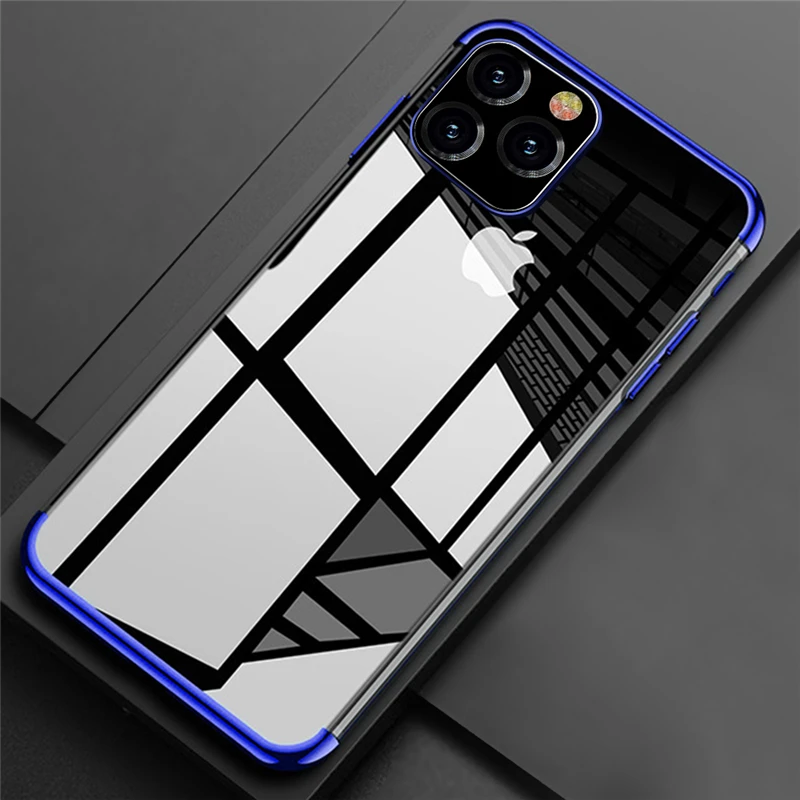 Blue Прозрачный чехол для iphone 11 Pro Max, чехол для iphone 7, 8, 6, 6S Plus, силиконовый мягкий прозрачный чехол из ТПУ для X, XS, Max, XR - Цвет: Blue