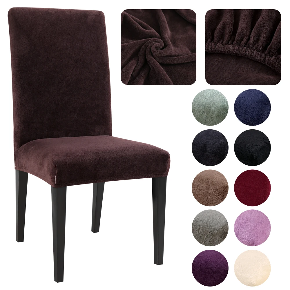 

1/2/4/6PCS Removable Stretch Solid Color Chair Cover Soft Fabric Dining Room Seat Chair Covers For Kitchen Wedding Banquet Hotel