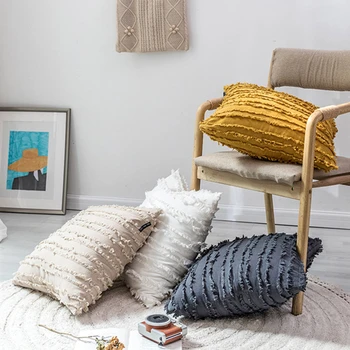 

Handmade Cushion Cover Moroccan Style Pillowcase Tassels Fringe Square Pillow Cover 45x45cm Home Decoration Living Room Sofa Car