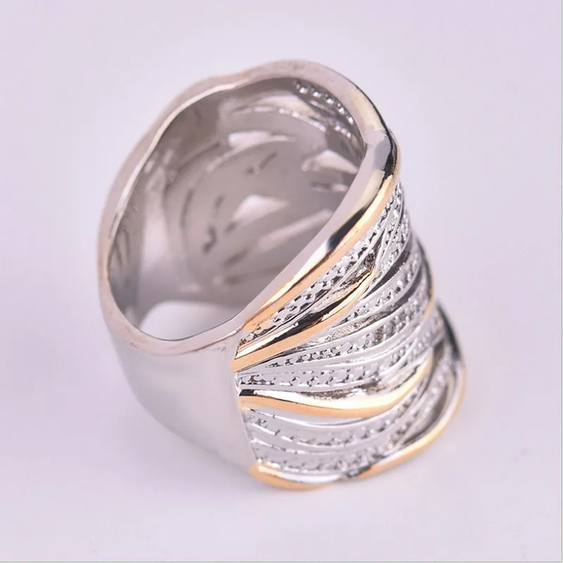 Многослойные обмоточные циркониевые кольца для мужчин и женщин, роскошные обручальные кольца из серебра и золота, двухцветные Кристальные кольца на палец, Bague Femme Z4P371