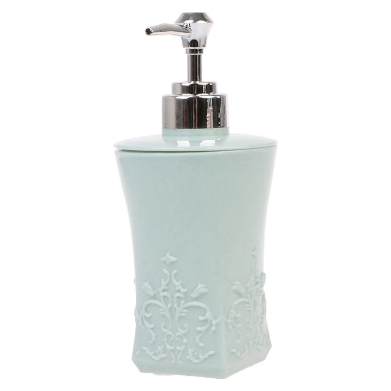 빈 조각 꽃 펌프 디스펜서 병 샴푸 비누 샤워 용기, 7.5x17.7cm 400ml