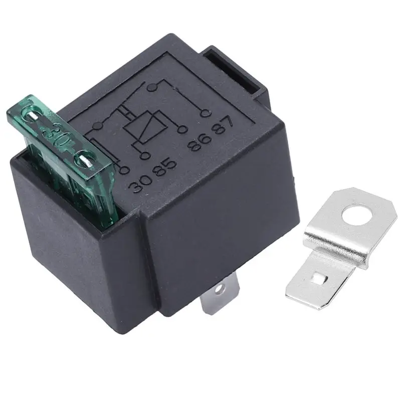 Fused On/Off Automotive Fused Relay 12V 30A 4-Pin Normally Open Car Bike 