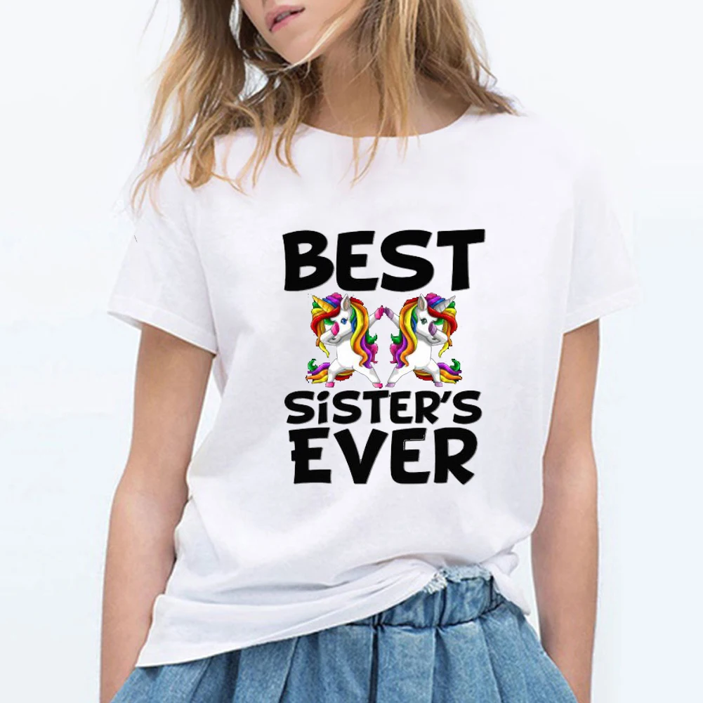 

Bff Sisters Women T Shirt Letters Print Tshirts Tops Tee Summer Casual Clothes Plus Size 3XL Women's Short Sleeve White Tshirt