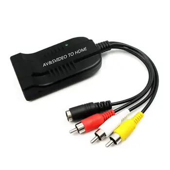 

3 Input Ports Power Signal LED Indicator AV/S-Video to HDMI Converter Adapter