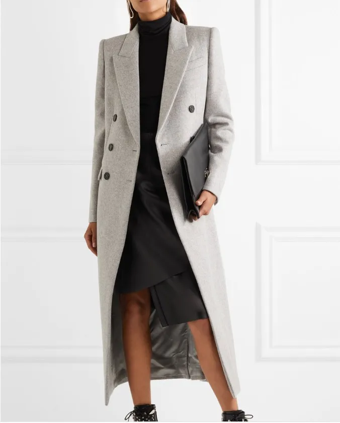 

New Fashion Autumn and Winter Women Long Wool Coat Female Thickened Double-breasted Woolen Jacket Slim Trench Overcoats