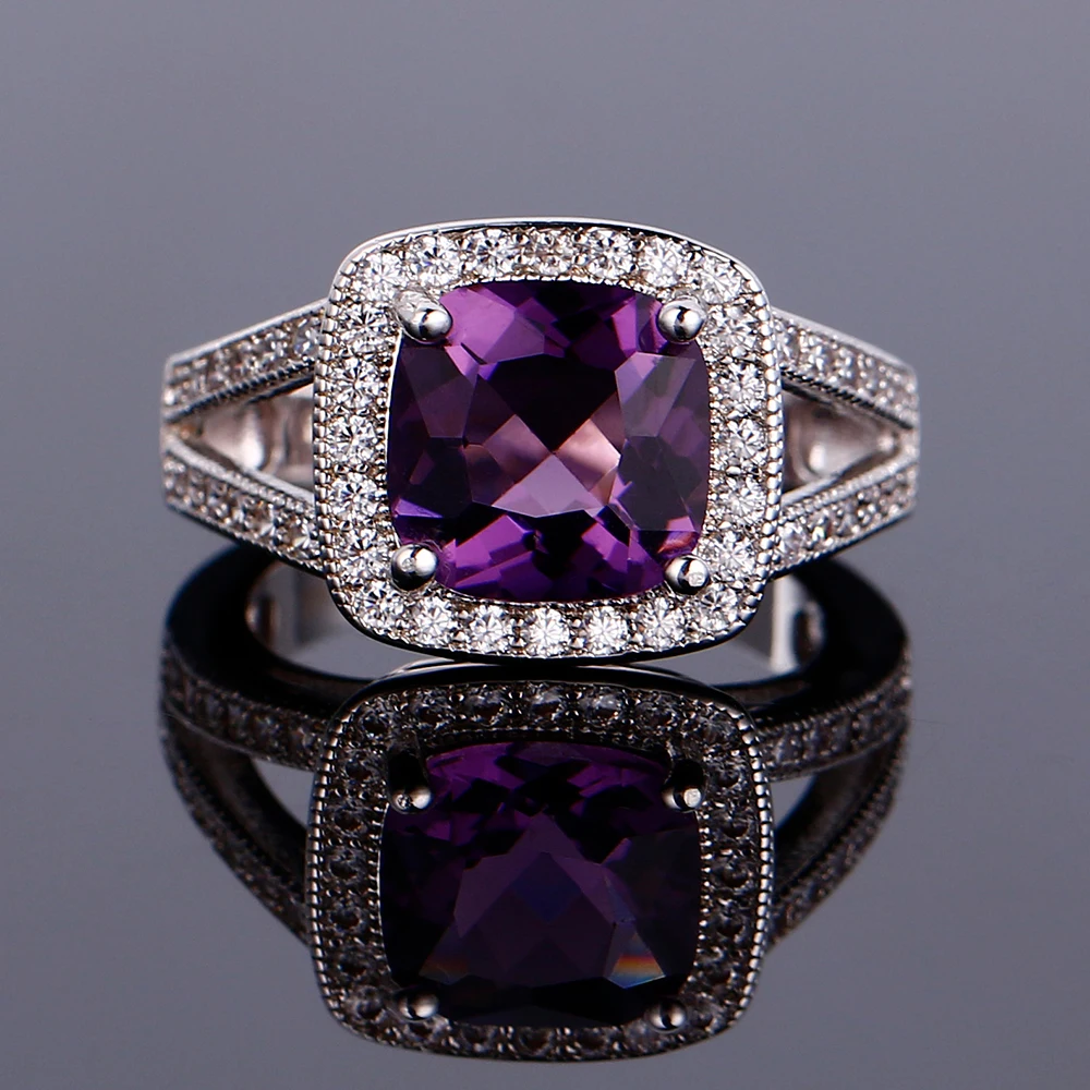 Bague En Argent 925 Avec Pierre Rose-violette (Améthyste) - Taille 57, Fabrication Française
