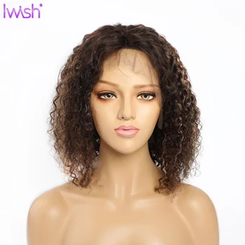

13x4 Honey Blonde Lace Front Wigs Deep Wave Curly Transparent Lace Front Human Hair Wigs Ombre Brown Highlight bob Wigs 180%