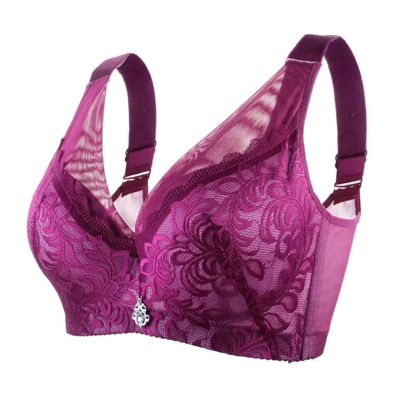 Large Bras For Women Super Push Up Mesh Lace Brassiere Underwire Full Cup Adjusted Girl Brallete
