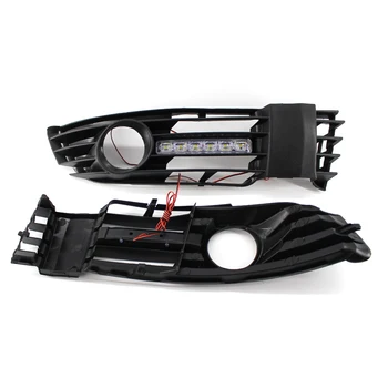 

2pcs Car Front Fog Lights Angel Eye Daytime Running Lamp Grille With LED Light For Passat B5 B5.5 2000-2005 Auto Styling