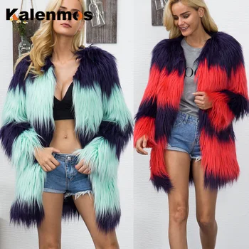 

Plus Size 3XL Long Coat Women Fall Winter Daily Casual Loose Outfit Handmade Feminino Slim Jacket Lady Thick Warm Faux Fur Coats