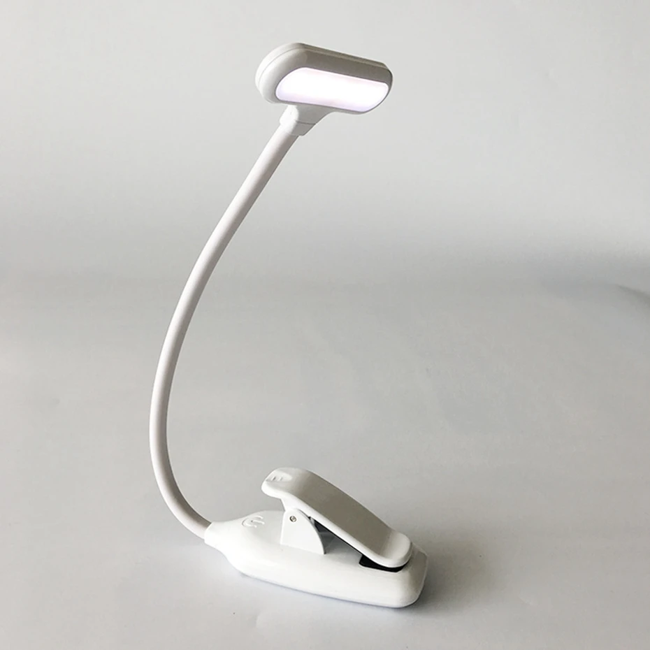 Диммер, настольная лампа, светодиодный USB светильник для книг, перезаряжаемая Настольная лампа с зажимом, светильник для чтения, для спальни, гостиной, ноутбука, лампа для ноутбука - Цвет корпуса: White