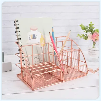 

Multi-function Metal Stationery Office Desk Organizer Desktop Storage Box Student Pen Holder Cosmetics Storage Rack