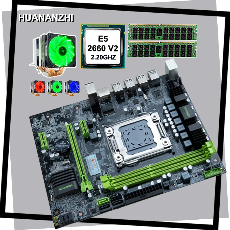 ^*Best Offers Cheap motherboard bundle HUANANZHI X79 motherboard with Intel Xeon E5 2660 V2 with 6 heatpipes cooler RAM 16G DDR3 1600 REG ECC