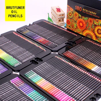 

Brutfuner 48/72/120/160/180Color Professional Oil Color Pencils Wood Sketching Colored Pencil School Art Supplies
