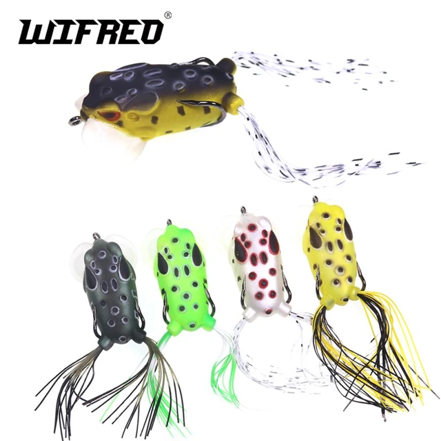 Wifreo 5pcs Soft Fishing Lures Topwater Frog Baits Lifelike