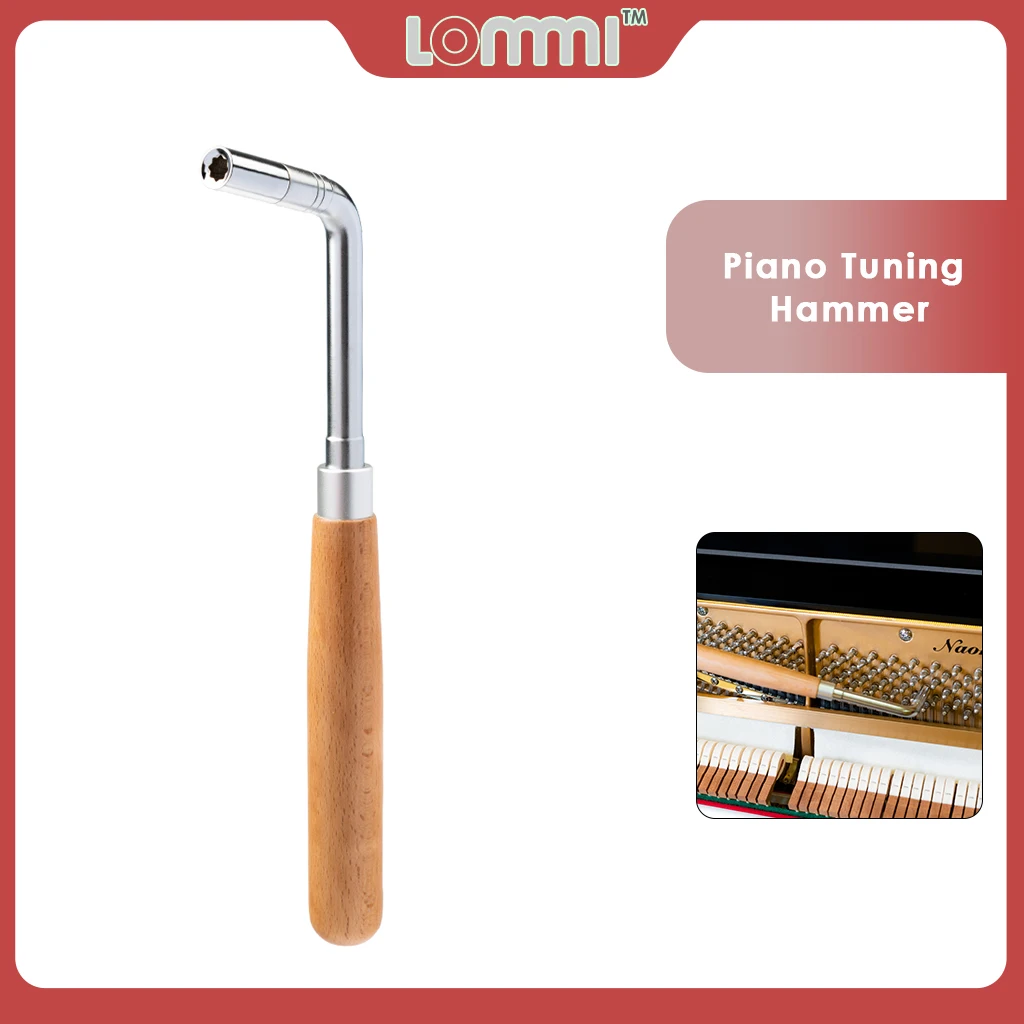 LOMMI Piano Tuning Hammer Stainless Steel Head Octagonal Core L-shape Design Maple Wood Handle Piano Tools For Beginner lommi universal metal piano repairing tuner tuning keys regulation reamer tools piano care