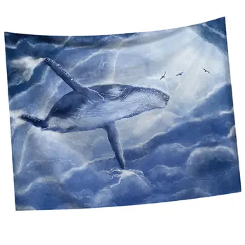 

1Pc Household Bedroom Tapestry Creative Whale Pattern Tapestry Fashion Printing Beach Towel Wall Hanging Shower Curtain Throw Ru