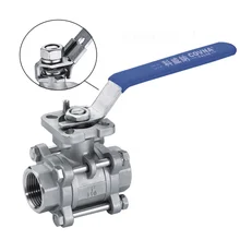 2-дюймовый ручной 3 шт. шаровой клапан с резьбой SS304 PTFE сиденье PN16 с направленной опорной подушкой и Запираемая ручка