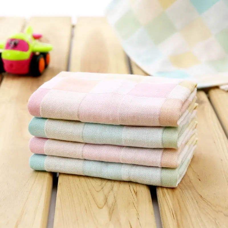 

G New Dual-layer Cotton Gauze Lattice Towel Handkerchief Square Bath Towels Breathable Reusable Saliva Wipe Towel