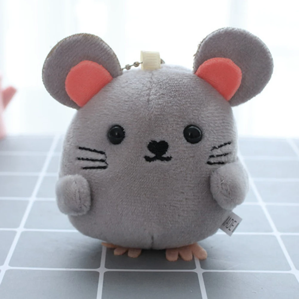 Cartoon Mouse Animal Plush Doll Stuffed Keychain Pendant Bag Hanging Decor Gift Cartoon mouse animal design mini size adorable