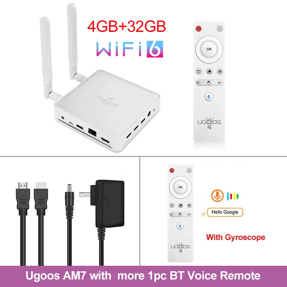 UGOOS AM7 TV BOX Android 11 Amlogic S905X4 DDR4 4GB RAM 32GB ROM Support AV1 CEC HDR WiFi6 1000M BT5.0 OTT 4K TVBOX Set top box 