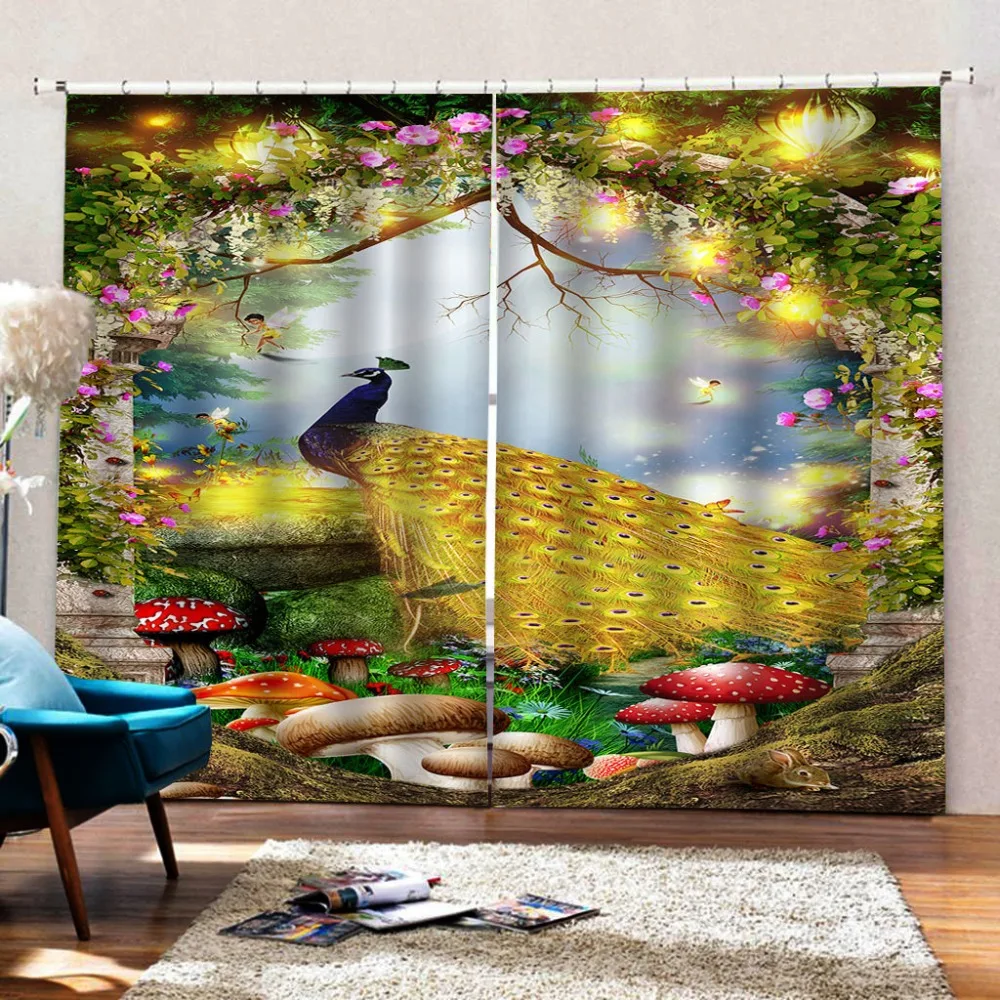 童话金色孔雀玄关背景 (3)