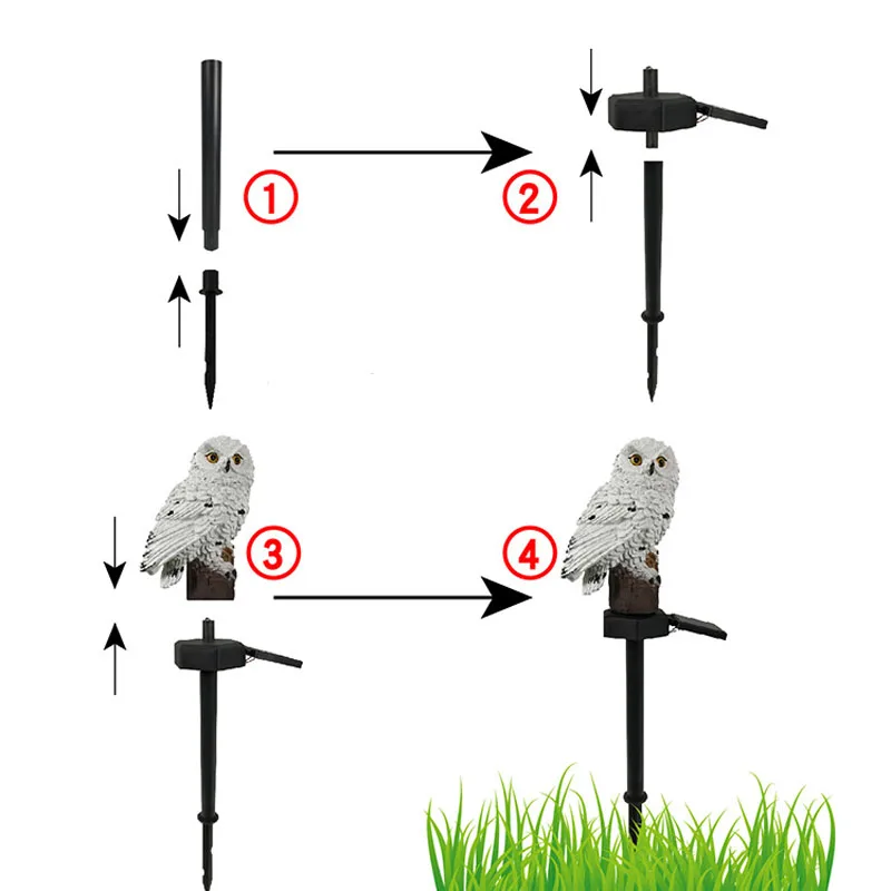 Сова светильник на солнечной батарее открытый сад двора для улицы, для газонов лампа Смола Сова Форма солнечная панель ночные декоративные светильники для рождественской вечеринки
