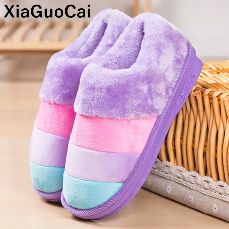 

Warm Winter Slippers Women Home Slippers Indoor Bedroom House Shoes Female Plush Slippers Furry Cotton Pantufa Unisex For Lovers