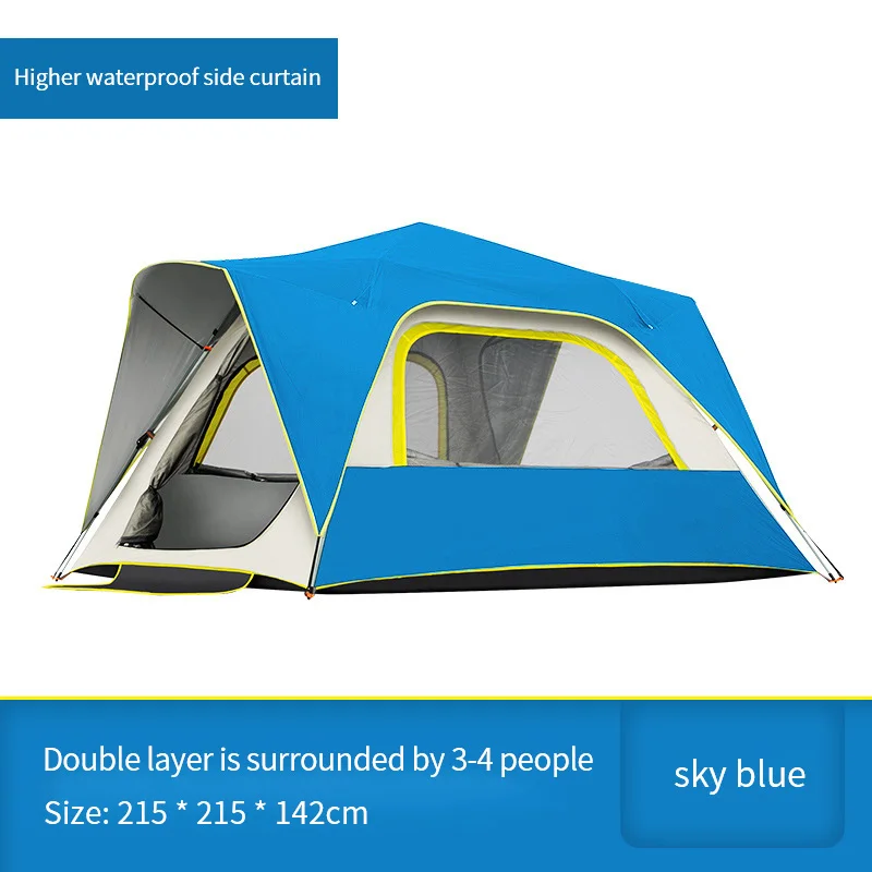 3-4 человек открытый автоматические палатки Водонепроницаемый 5-8 человек Кемпинг Туризм палатка большая семейная палатка портативная палатка с защитой от УФ KEOGHS - Цвет: Double 3-4 Blue