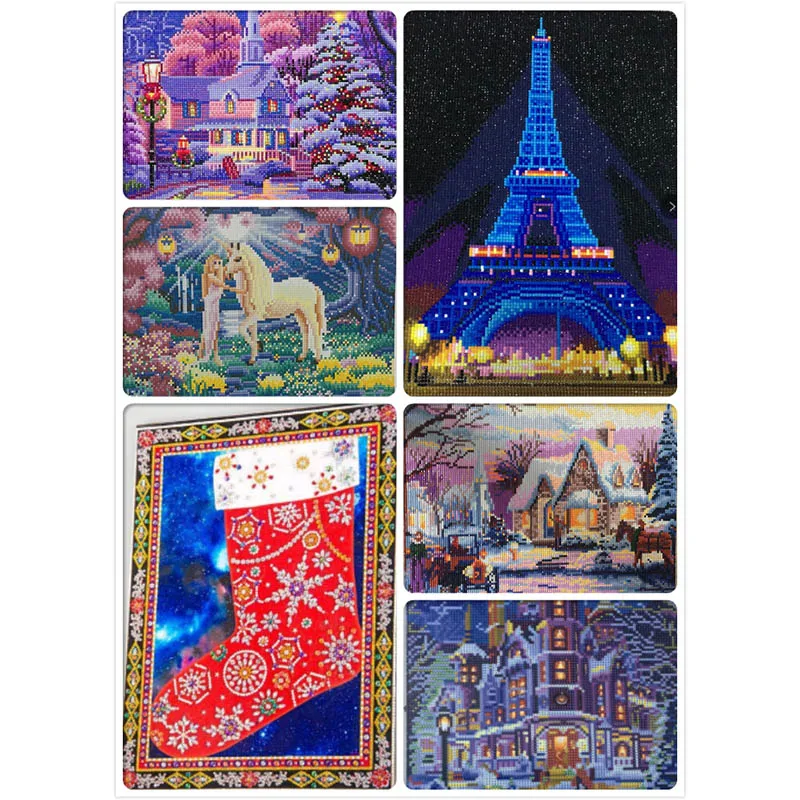

40x50 5D LED Light Diamond Painting Winter Landscape Diamond Embroidery Sale Full Round Drill Diamond Mosaic 30x40cm With Frame