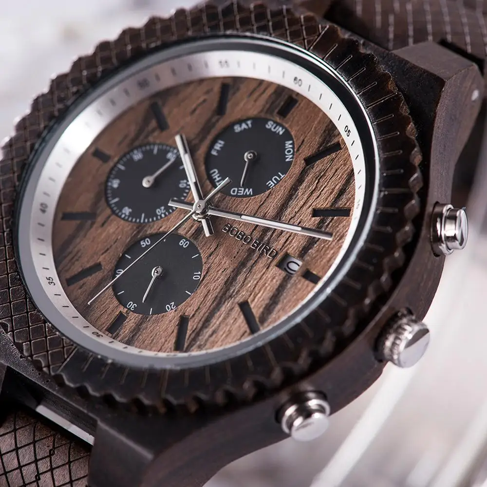 

Мужские часы BOBO BIRD reloj hombre, роскошные стильные часы с хронографом, военные часы, Прямая поставка, гравировка