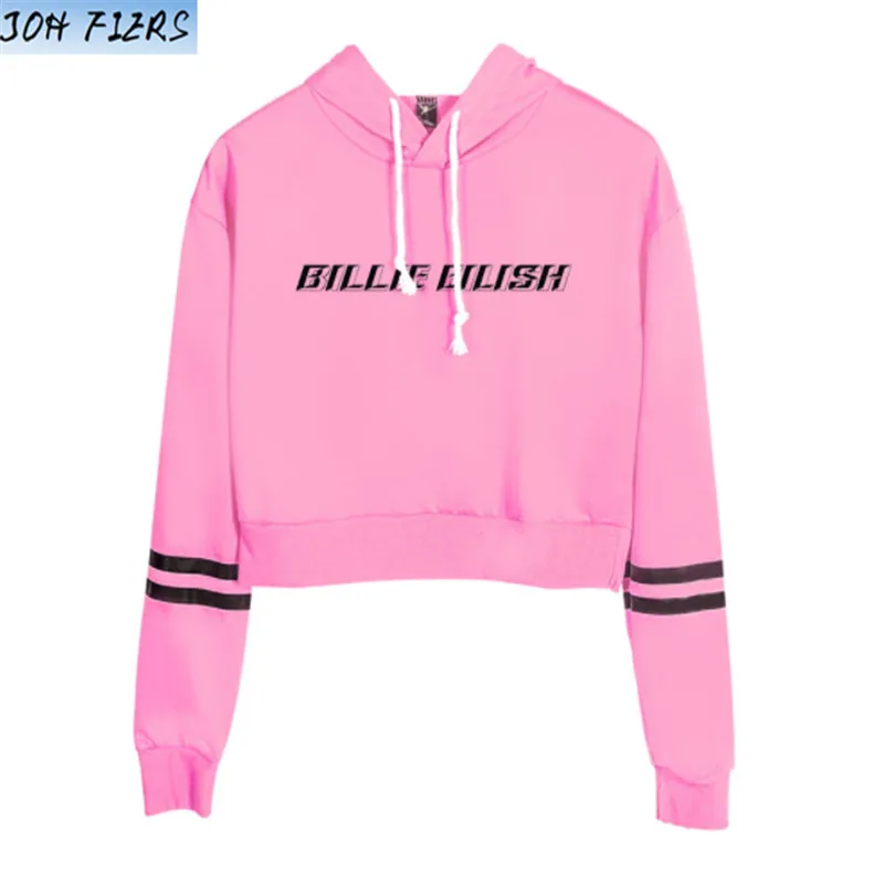 Billie Eilish Sweatshirts Street Fashion Hoodies Women Sexy Coat Autumn High Quality Crop Pullovers Billie Eilish Girl's Hoodies - Цвет: pink2