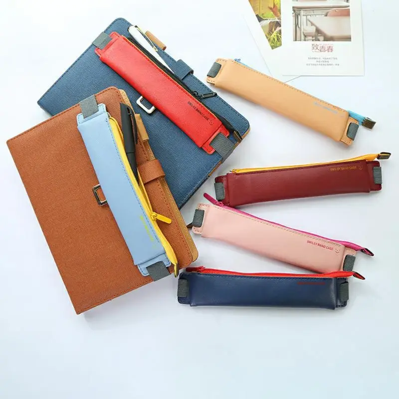 Портативный Модный чехол-карандаш из искусственной кожи с эластичной пряжкой, сумка-карандаш для книг и ноутбуков, офисные школьные принадлежности, канцелярские принадлежности