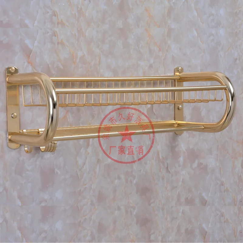 Luxury Gold Color Alumimum Storage Shelf Large U Online Basket Towel Rack Nailless Hole Punched Towel Rack