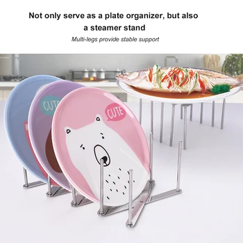 

Stainless steel Extendable Holder Multifunctional Steamer Stand Plate Organizer Retractable Kitchen Pan Plate Rack Adjustable