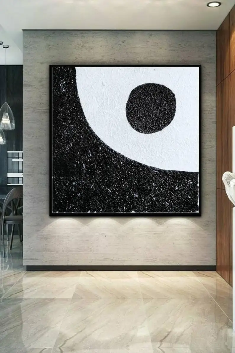 

Minimalist Geometric Art Canvas Art Black And White Painting Original Texture Painting On Canvas Large Abstract Painting