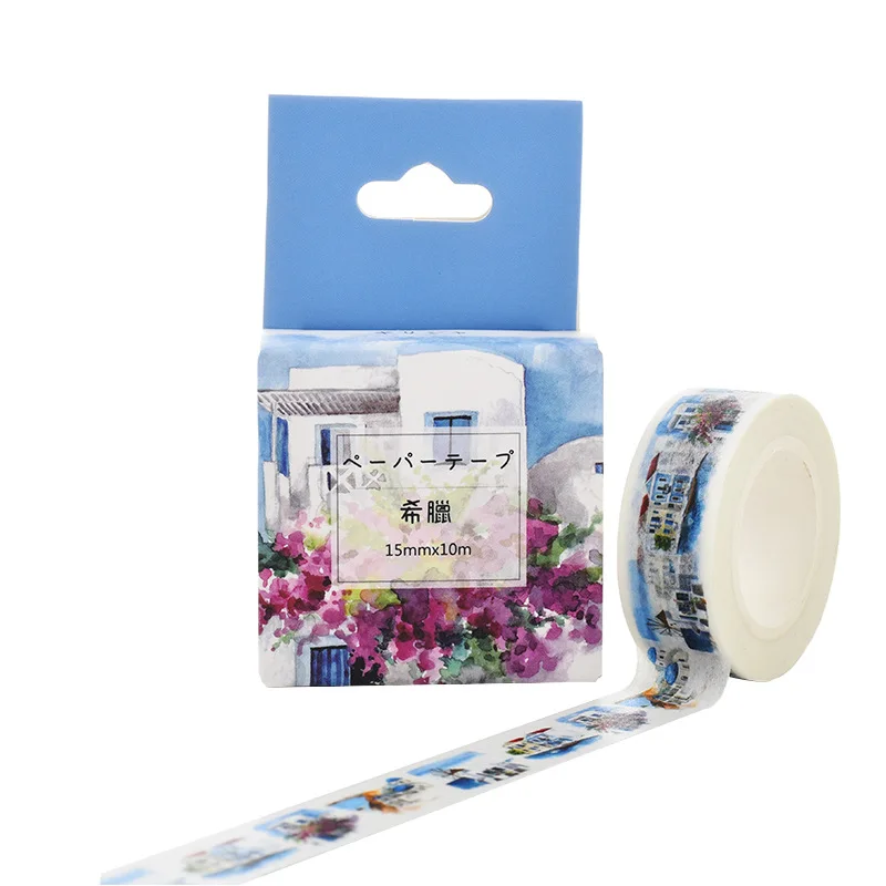 Greece Washi Tape Vintage Ticket DIY Decorative Scrapbooking Masking Adhesive Set Label Sticker 10m*15mm JD95-9 | Канцтовары для