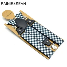 Renie SEAN, мужские подтяжки, подтяжки, подтяжки в клетку, формальные подтяжки, Эластичные подтяжки, ремни для мужчин, s брючный ремень, 3,5*120 см, мужские аксессуары