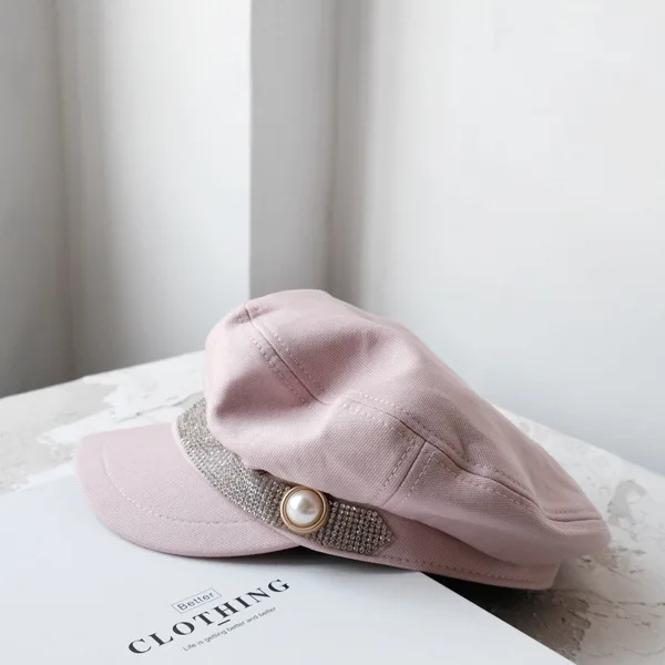 Розовый 10 шт./партия 01908-pan287 осень Южная Корея pinkycolor жемчужная пуговица восьмиугольная шляпа мужская и женская берет для отдыха - Цвет: Розовый