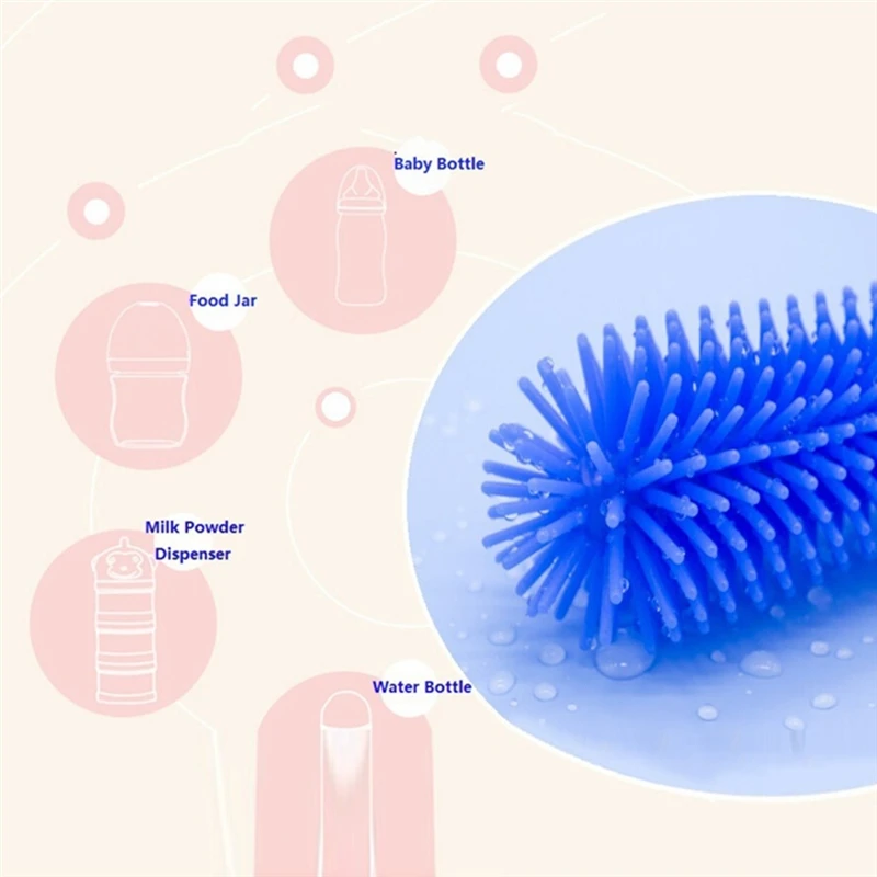 Щетка для детских бутылочек, вращающаяся на 360 градусов, силиконовая щетка для детского молока, щетка для бутылочки для кормления, щетка для чистки сосок, щетка для мытья