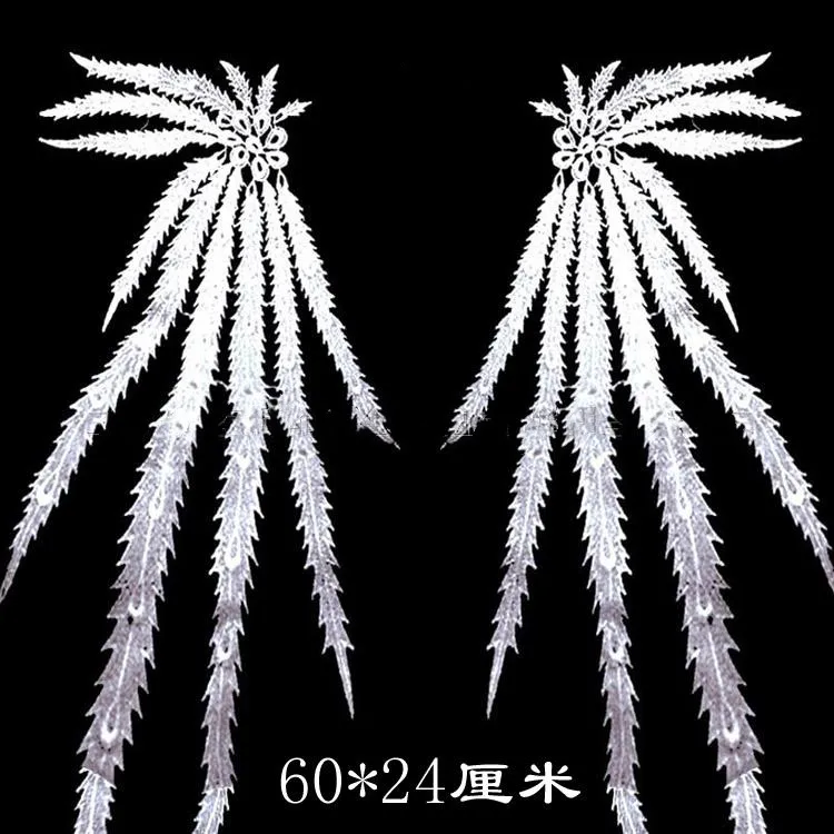 2 шт./упак. бело-черные Phoenix Wings показ мод моделирующая одежда аксессуары из искусственного шелка и со шнуровкой из кружева; воротник поделка RS477