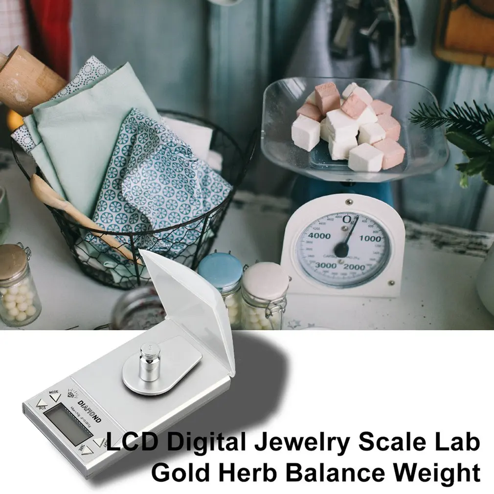 High Precision 50G 0.001g LCD Digital Jewelry Scale Lab Gold Herb Balance Blue Backlight Weight Gram